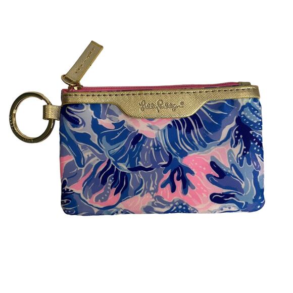 Lilly Pulitzer Pink and Blue Wallet ID Case - Picture 1 of 8